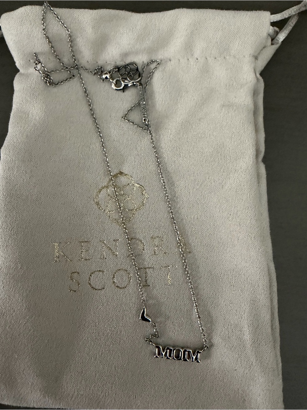 Kendra Scott Silver MOM Pendant Necklace with Heart Accent